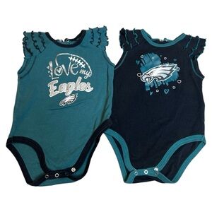 NFL Girls‎ Toddler Green/Black Philadelphia Eagles Spread Love Bodysuit Set, 24M